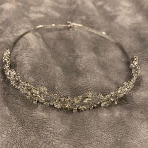Silver Tiara with Crystal Floral Gems